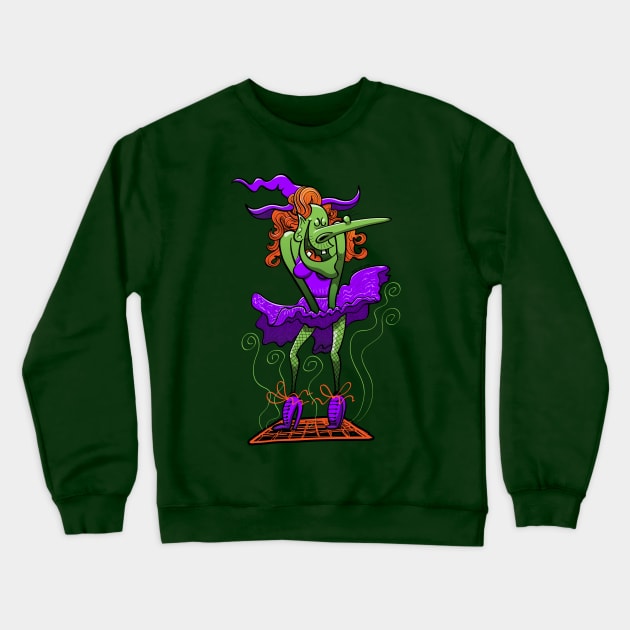 The wind blows the Halloween witch's dress up! Crewneck Sweatshirt by zooco